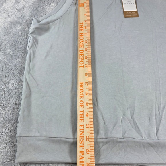 OGL Women XL Light Blue Drapey Crew Neck Top Modal Knit Stretch Minimalist - Picture 5 of 8